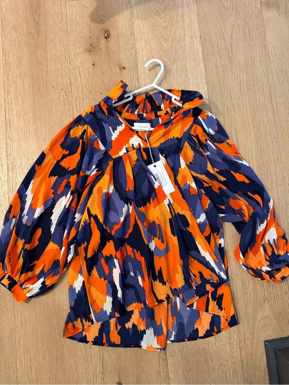 Adrienne Orange & Purple/Navy Abstract Print Blouse